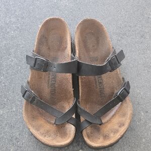 Birkenstock Mayari Black and Brown Strappy Sandals Size 38